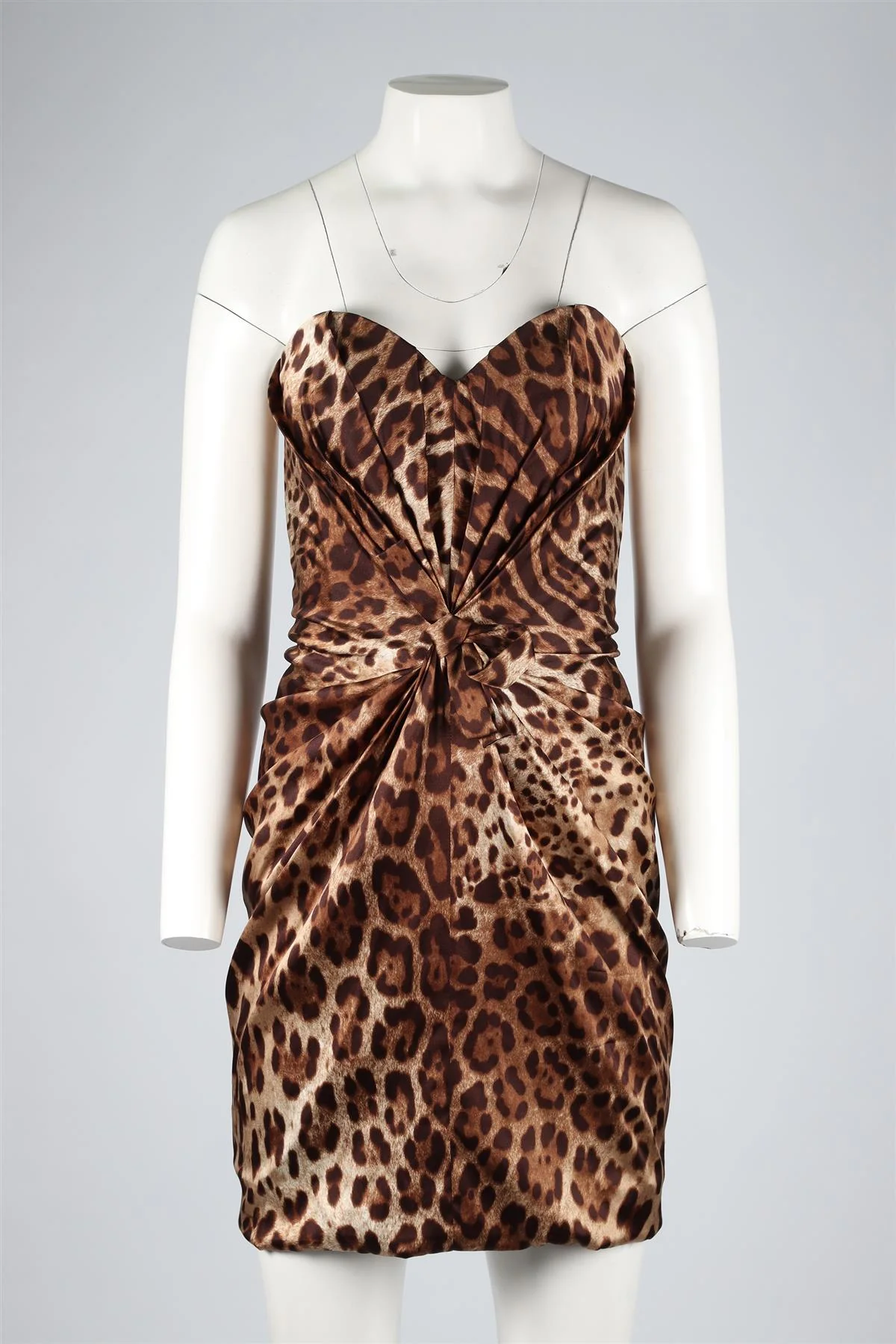 DOLCE & GABBANA BROWN SILK MINI DRESS IT 42 UK 10 - Image 2