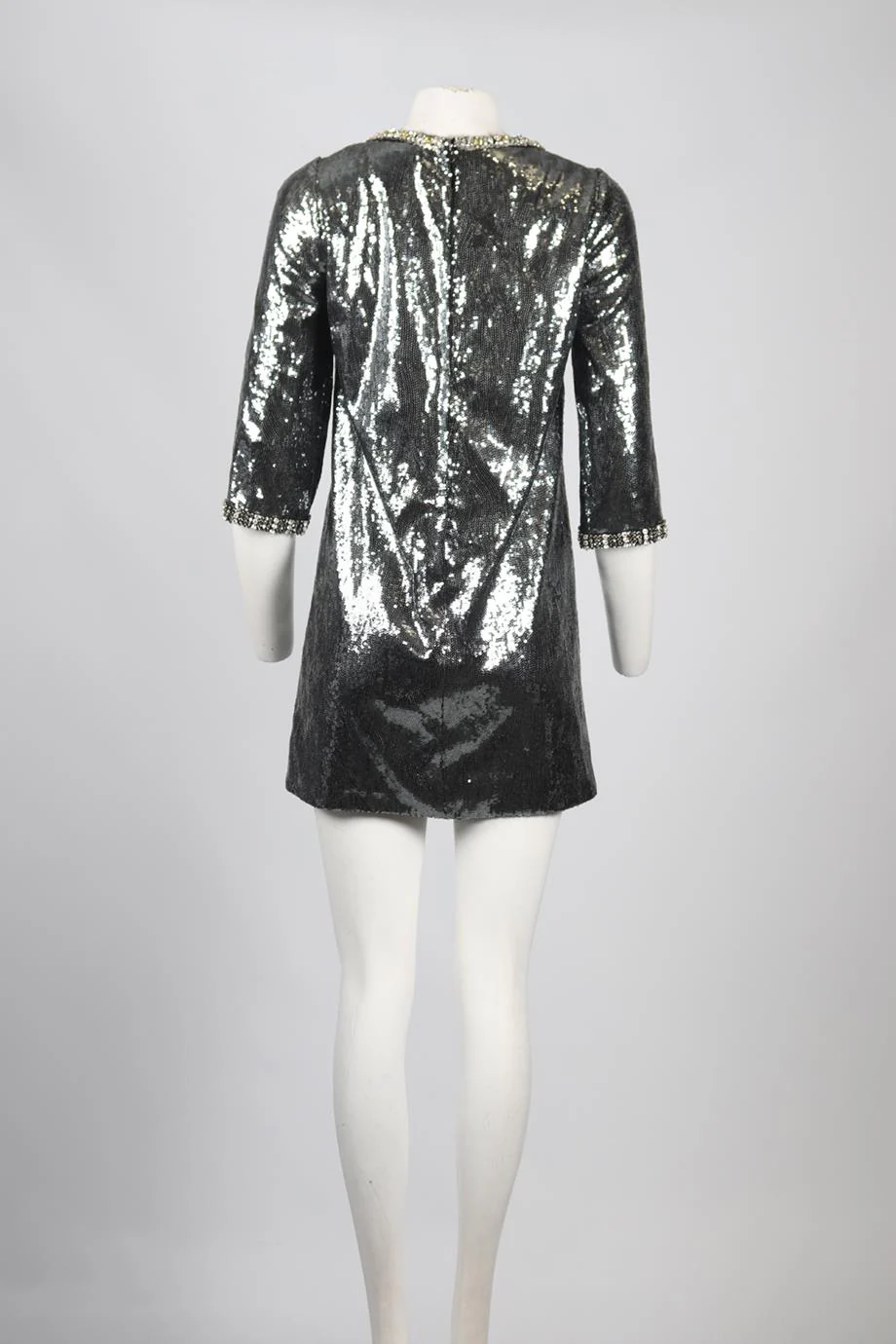 DOLCE & GABBANA CRYSTAL AND SEQUIN MINI DRESS IT 38 UK 6 - Image 4