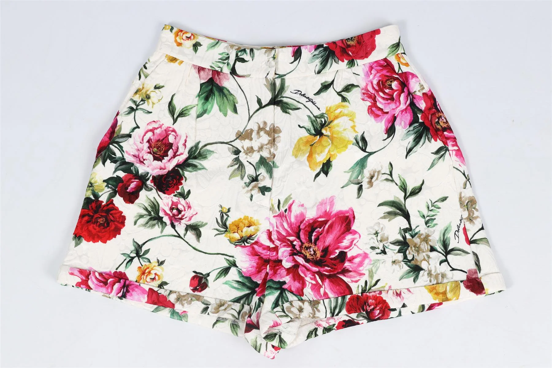 DOLCE & GABBANA FLORAL PRINT COTTON BLEND SHORTS IT 36 UK 4 - Image 2