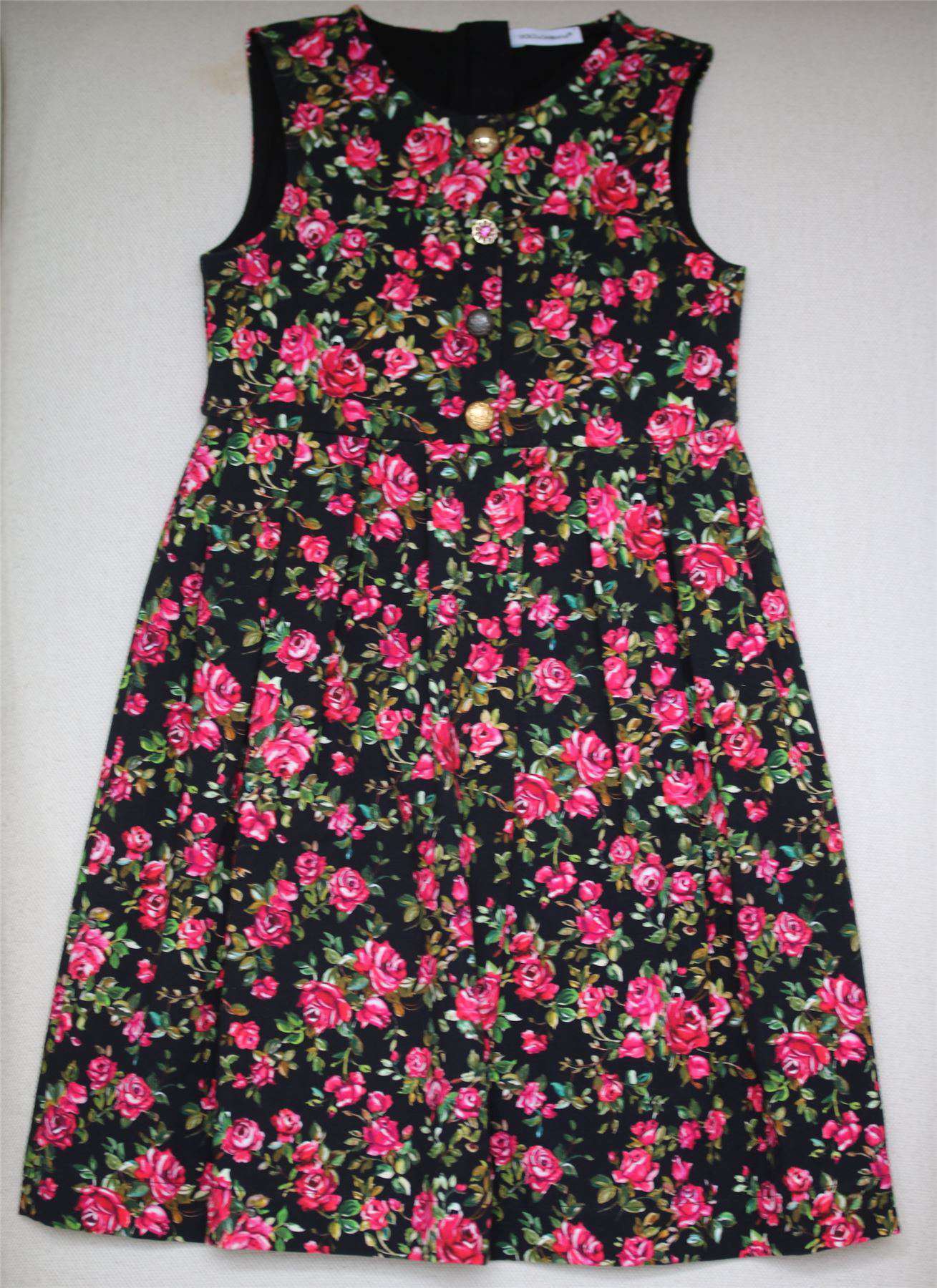 DOLCE & GABBANA GIRLS BLACK ROSELLINE DRESS 5 YEARS - Image 2