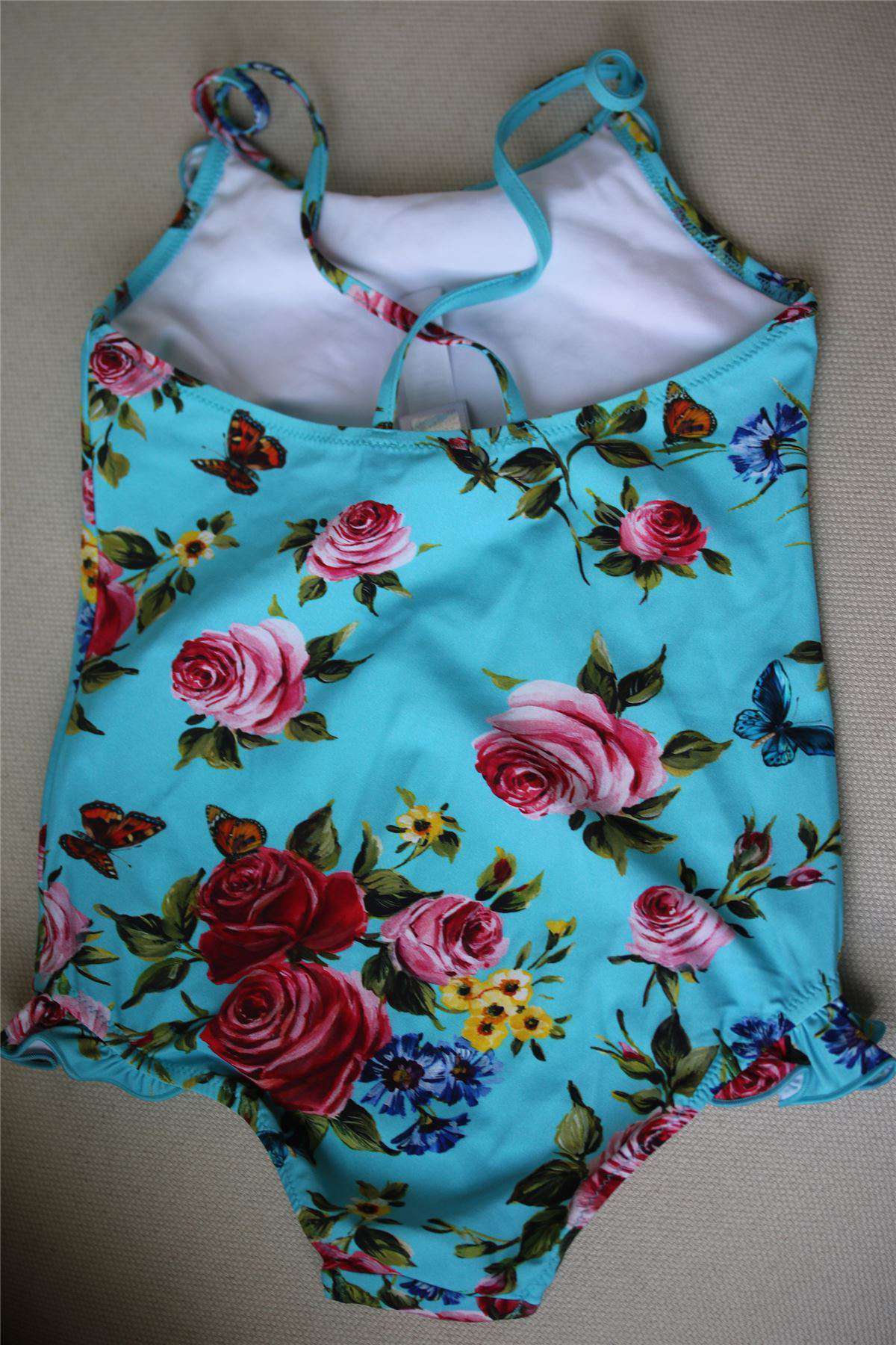 DOLCE & GABBANA GIRLS BLUE FLORAL PRINT SWIMSUIT 4 YEARS - Image 2