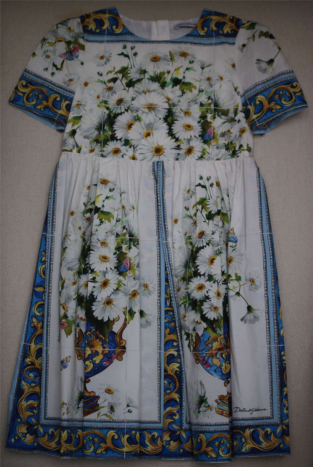 DOLCE & GABBANA GIRLS BLUE VASO FIORE DRESS 5 YEARS - Image 3