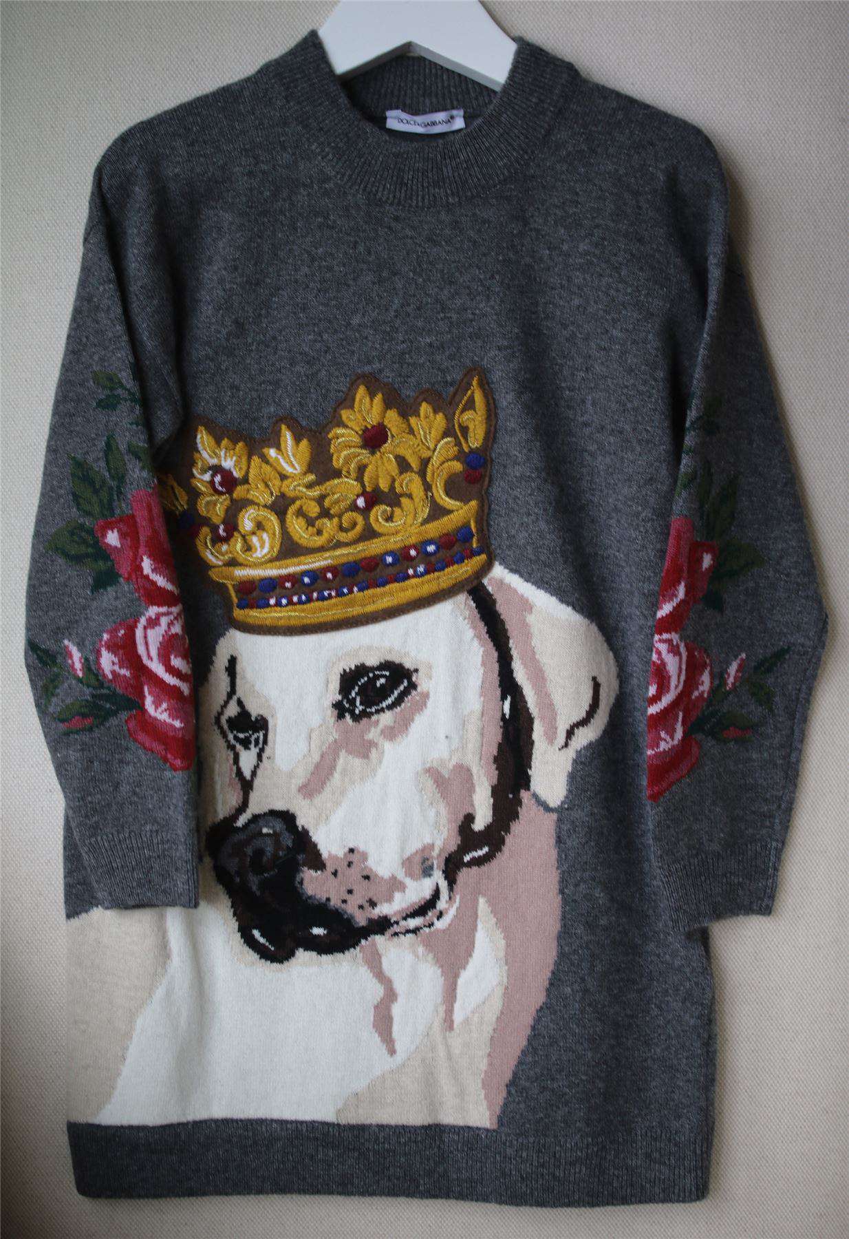 DOLCE & GABBANA GIRLS DOG SWEATER DRESS 4 YEARS