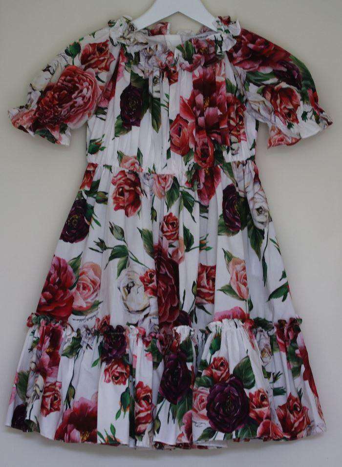 DOLCE & GABBANA GIRLS FLORAL COTTON DRESS 5 YEARS - Image 3