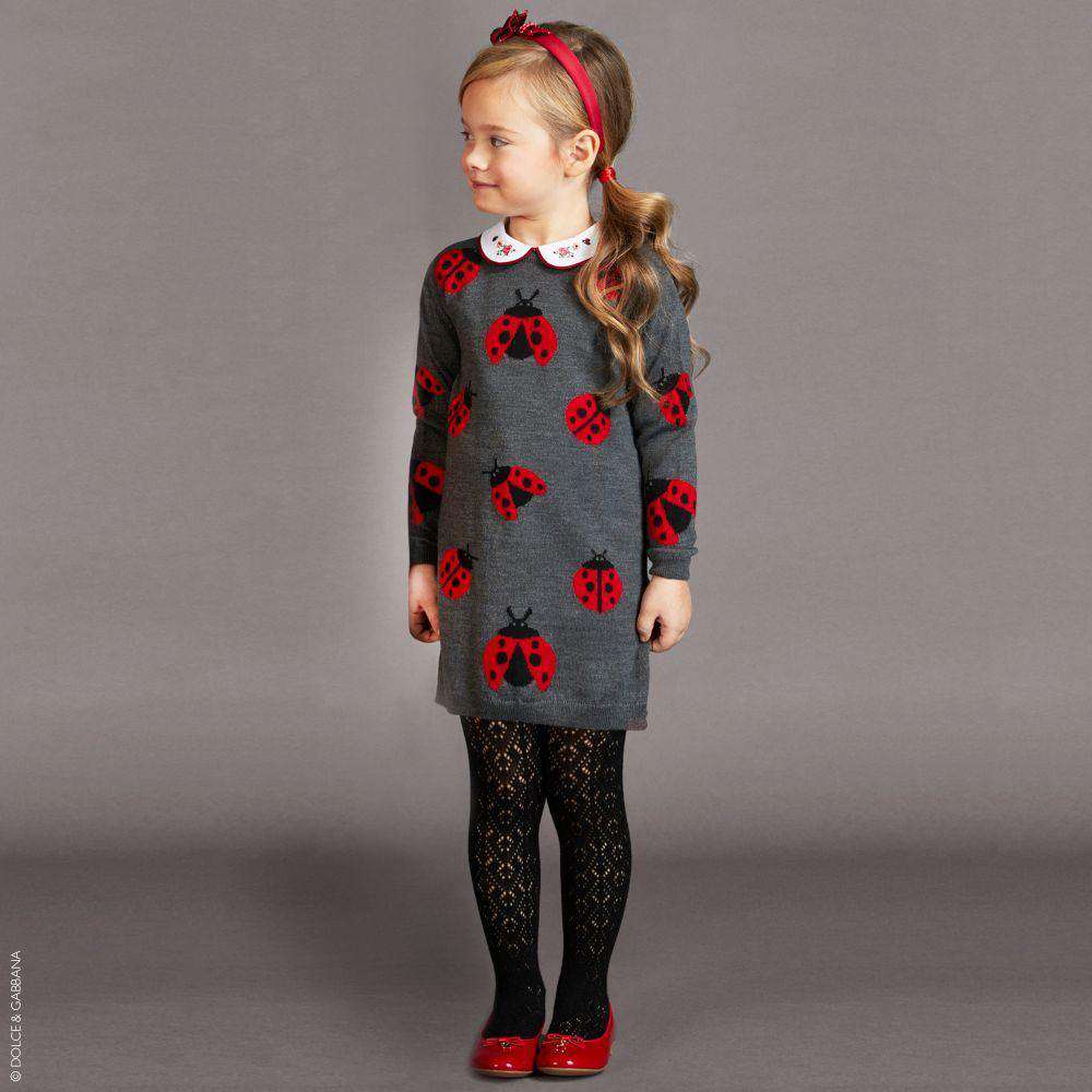 DOLCE & GABBANA GIRLS LADYBIRD SWEATER DRESS 5 YEARS