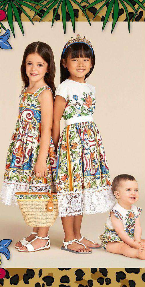 DOLCE & GABBANA GIRLS MAJOLICA PRINT DRESS 6 YEARS