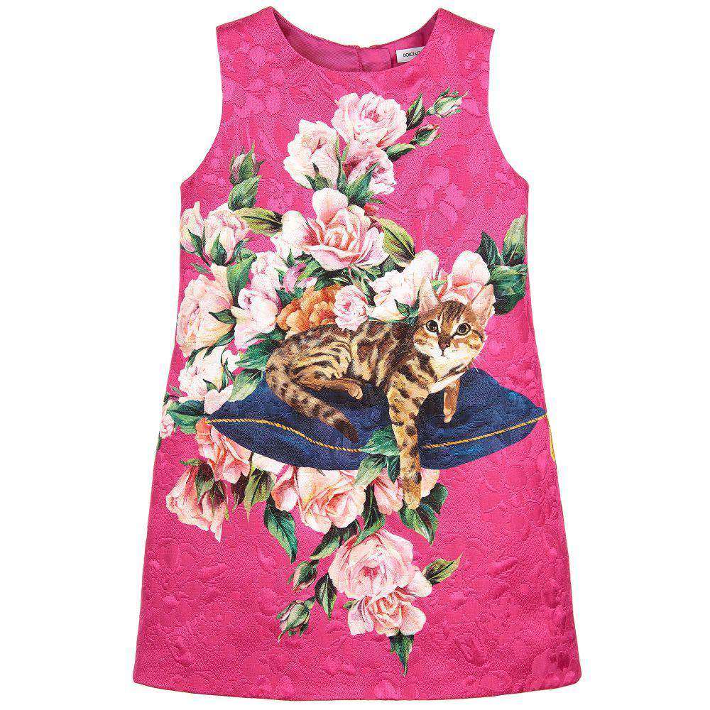 DOLCE & GABBANA GIRLS PINK BROCADE DRESS 4 YEARS - Image 2