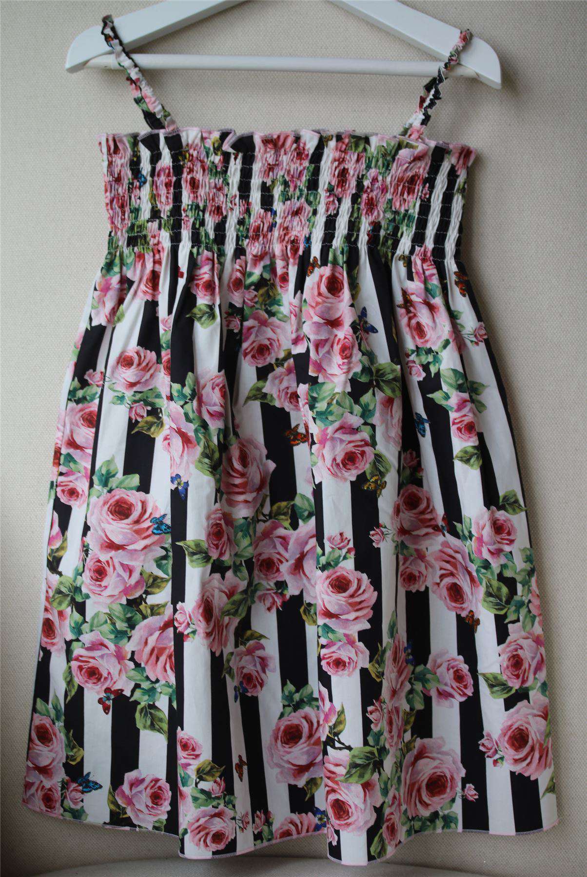 DOLCE & GABBANA GIRLS PINK ROSE STRIPED DRESS 4 YEARS