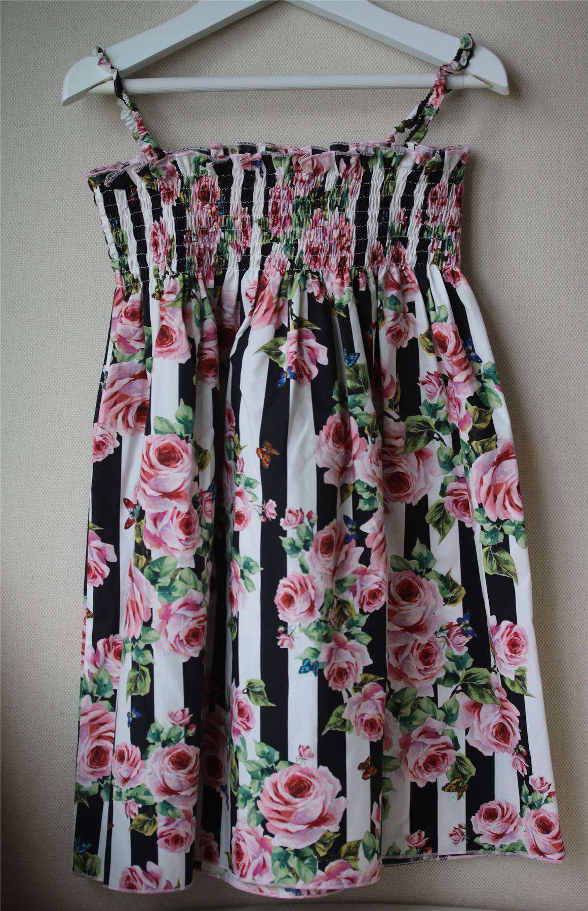 DOLCE & GABBANA GIRLS PINK ROSE STRIPED DRESS 4 YEARS - Image 5