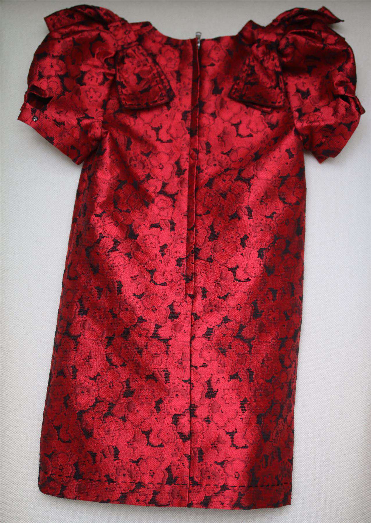 DOLCE & GABBANA GIRLS RED FLORAL JACQUARD DRESS 6 YEARS - Image 5
