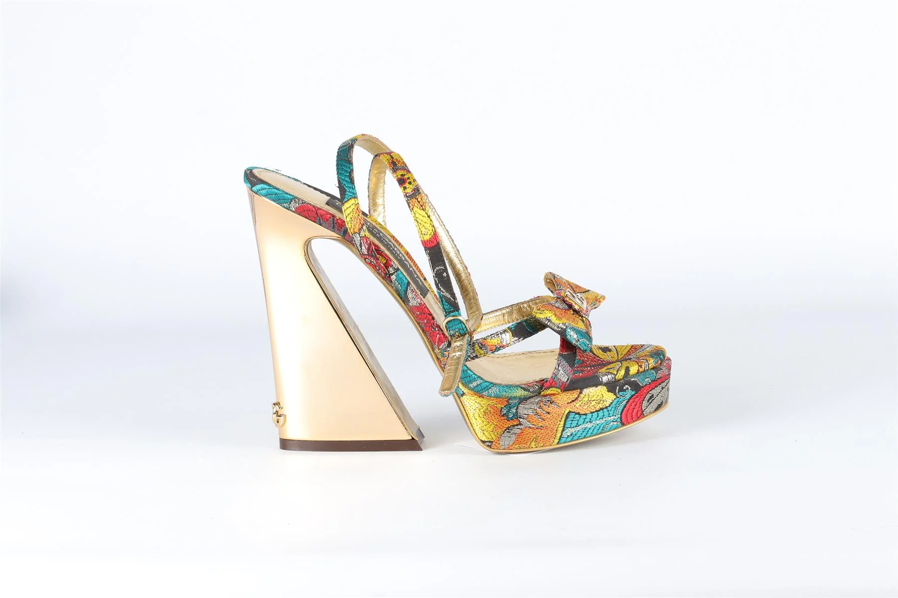 DOLCE & GABBANA GOLD JACQUARD SANDALS EU 38 UK 5 US 8 - Image 2