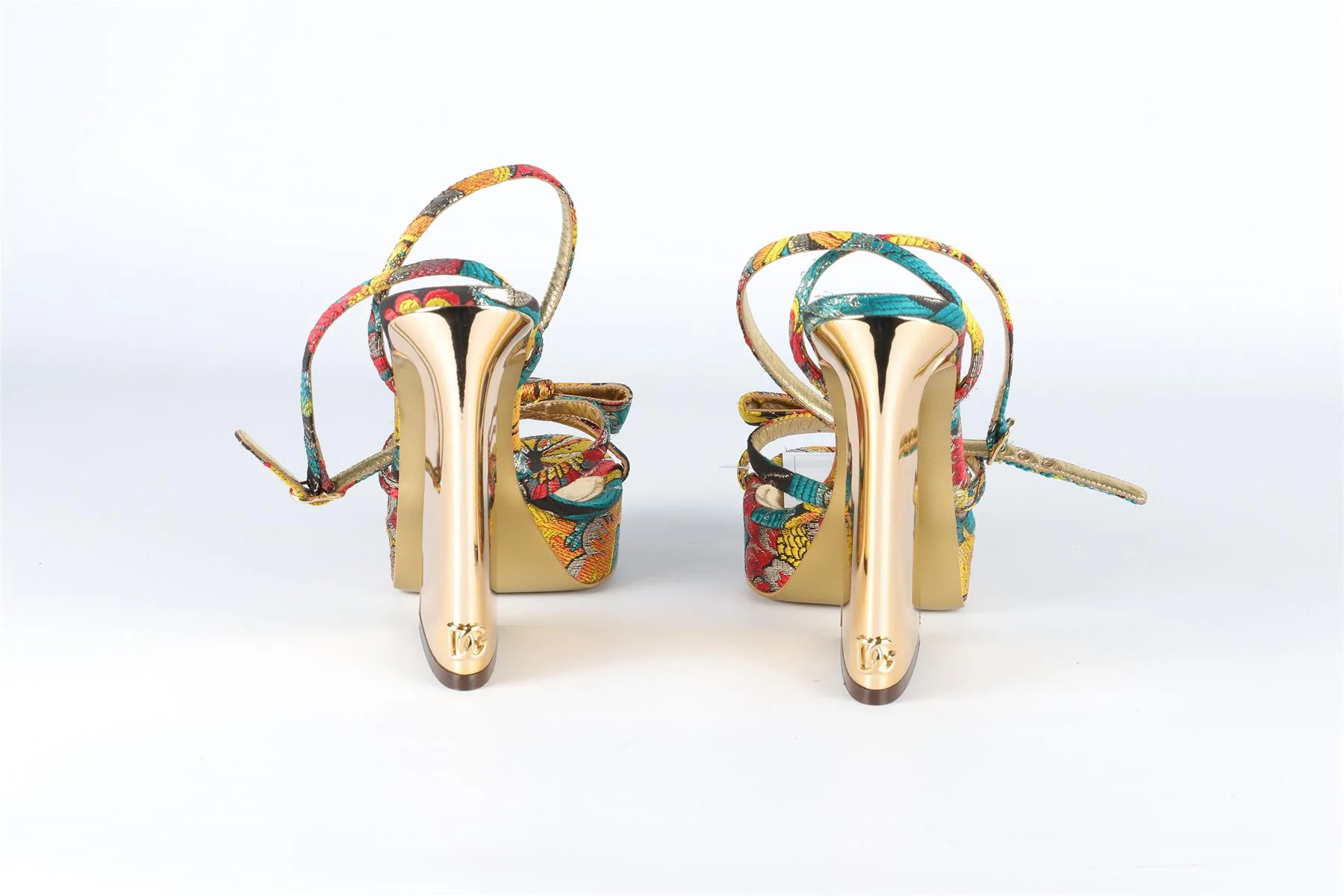 DOLCE & GABBANA GOLD JACQUARD SANDALS EU 38 UK 5 US 8 - Image 5