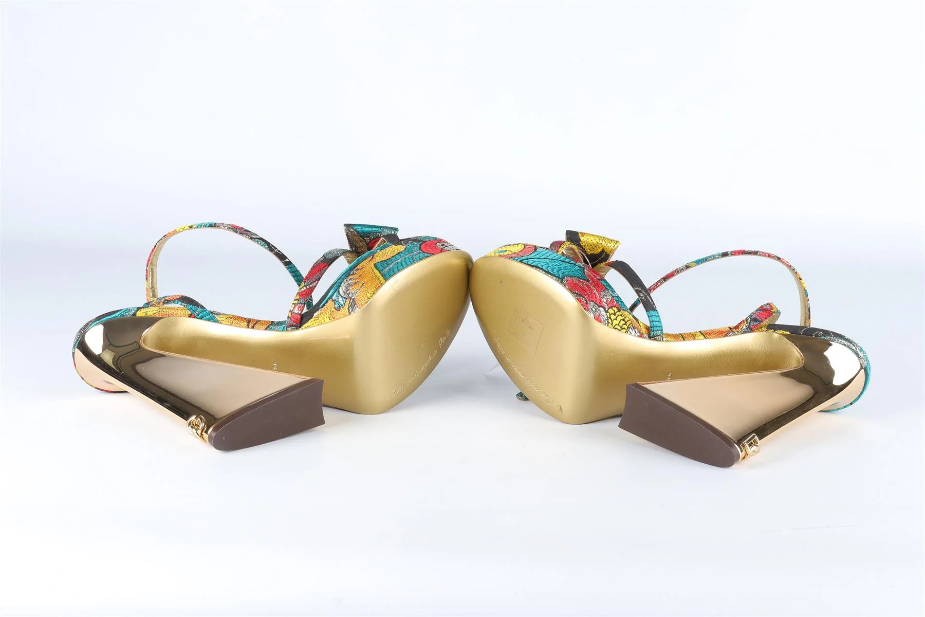 DOLCE & GABBANA GOLD JACQUARD SANDALS EU 38 UK 5 US 8 - Image 6