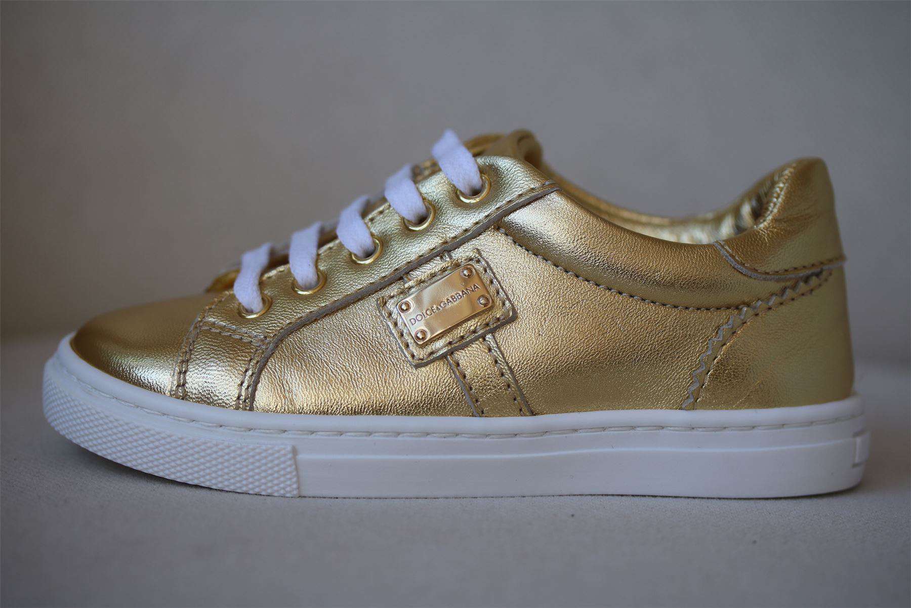 DOLCE & GABBANA GOLD LEATHER TRAINERS EU 25 UK 8