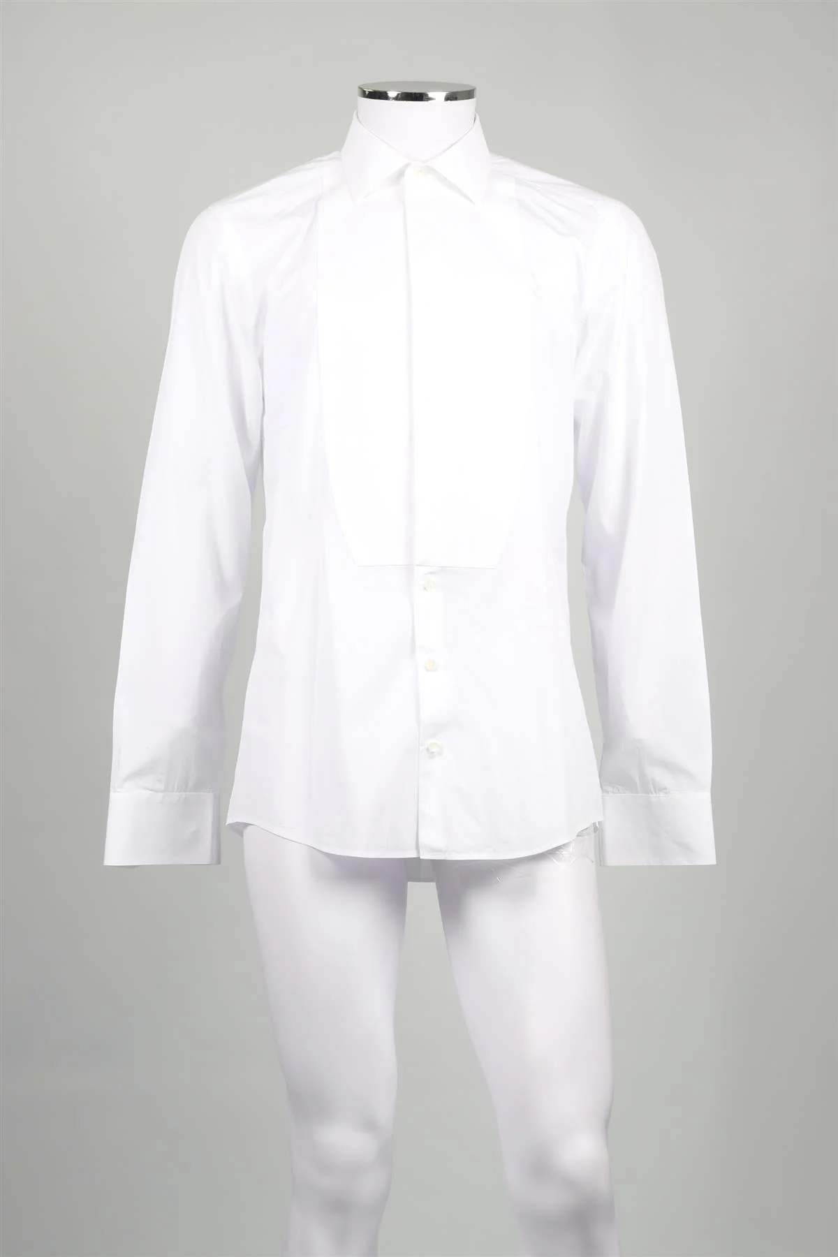 DOLCE & GABBANA GOLD WHITE MEN'S COTTON TUXEDO SHIRT EU COLLAR 41 UK 16 - Image 2