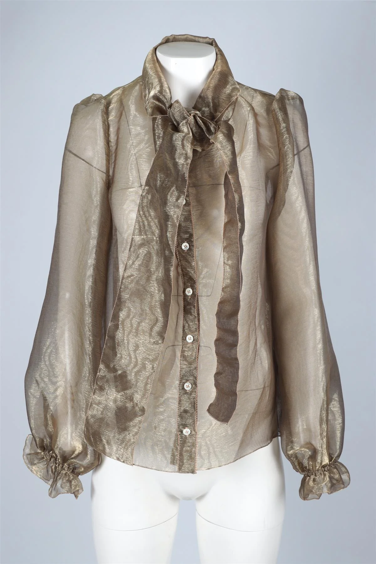 DOLCE & GABBANA GOLD WOVEN SHIRT IT 40 UK 8 - Image 2