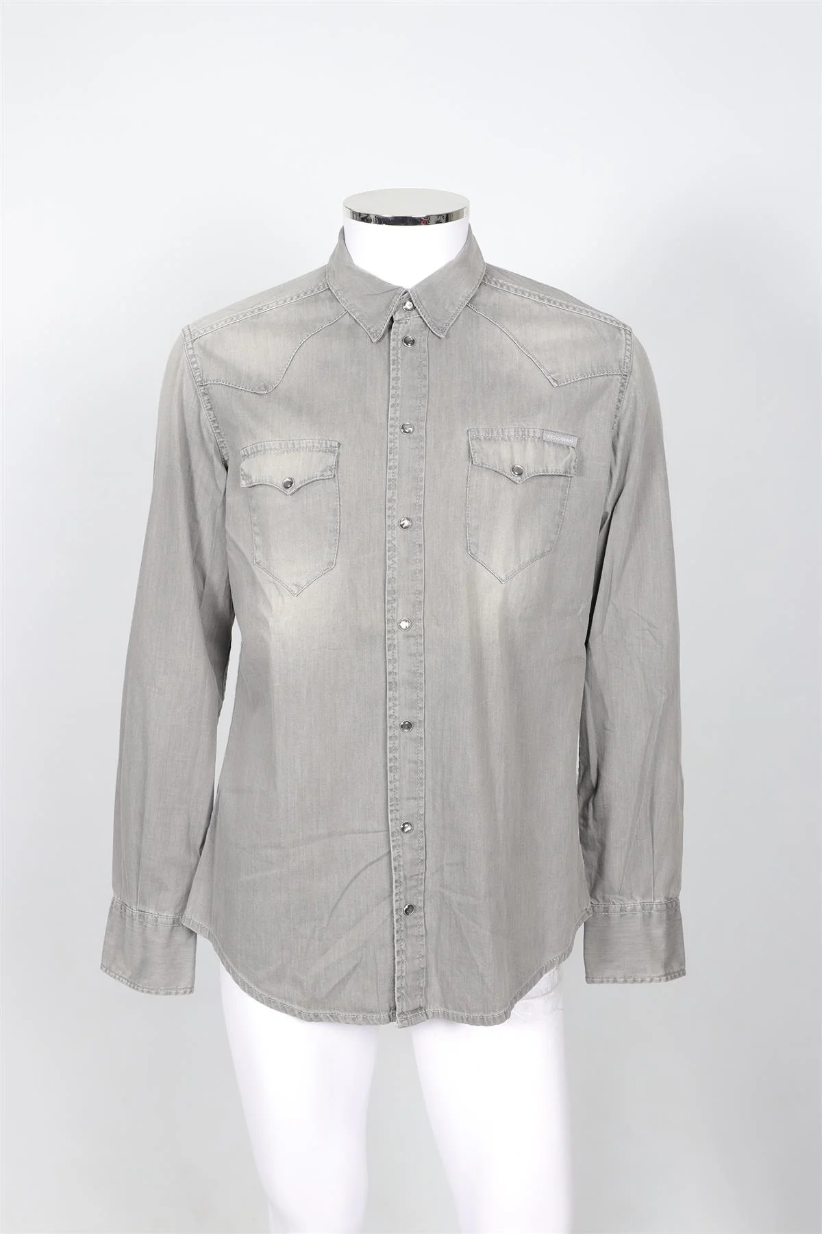 DOLCE & GABBANA GREY MEN'S SICILIA DENIM SHIRT UK/US COLLAR 16 UK/US CHEST 40 - Image 2