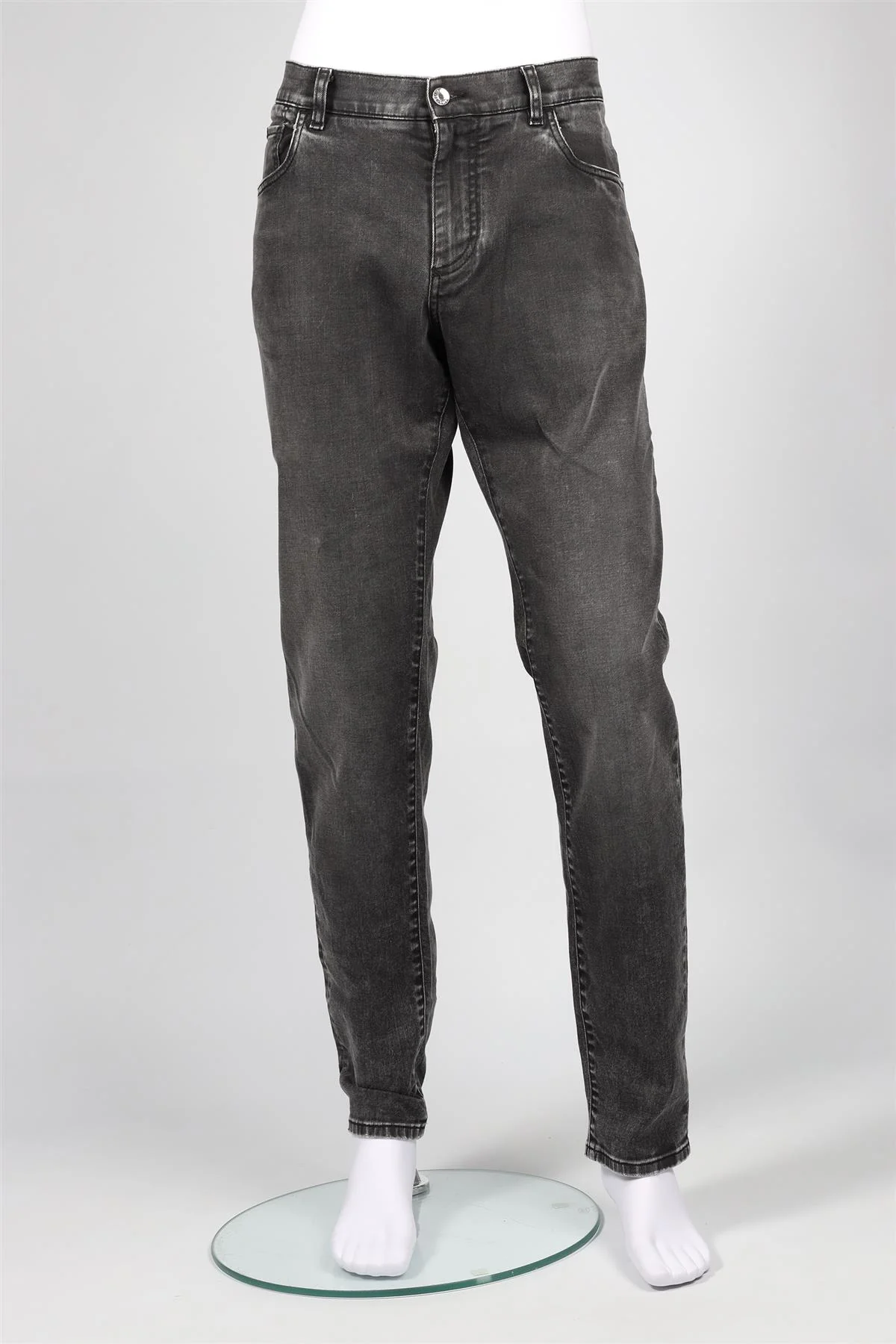 DOLCE & GABBANA GREY MEN'S SLIM LEG JEANS IT 52 UK/US WAIST 36 - Image 2