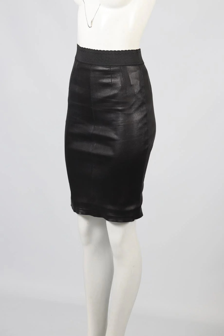 DOLCE & GABBANA LEATHER MIDI SKIRT IT 40 UK 8 - Image 3