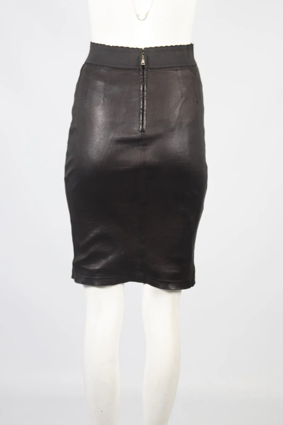 DOLCE & GABBANA LEATHER MIDI SKIRT IT 40 UK 8 - Image 4