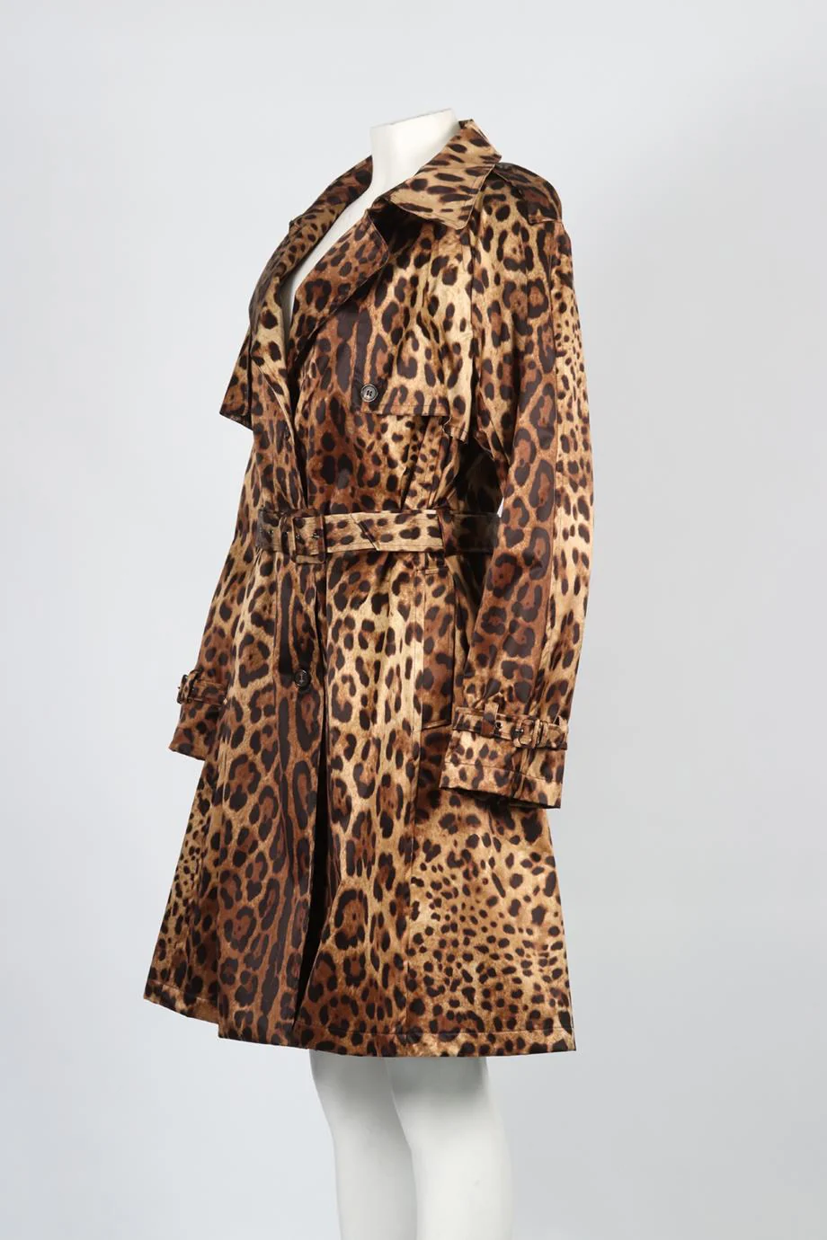 DOLCE & GABBANA LEOPARD PRINT SILK TRENCH COAT IT 50 UK 18 - Image 3