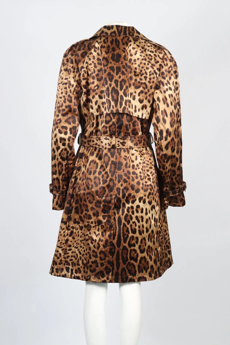 DOLCE & GABBANA LEOPARD PRINT SILK TRENCH COAT IT 50 UK 18 - Image 4