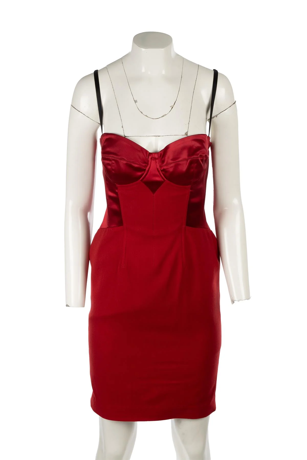 DOLCE & GABBANA RED SATIN MINI DRESS IT 46 UK 14 - Image 2