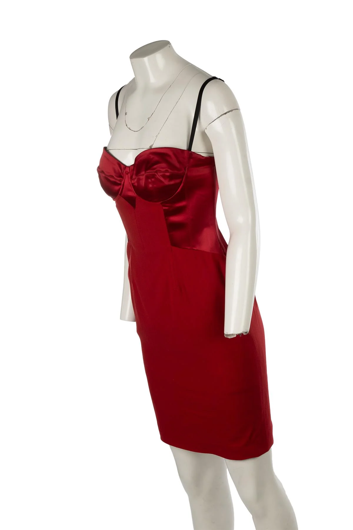 DOLCE & GABBANA RED SATIN MINI DRESS IT 46 UK 14 - Image 3