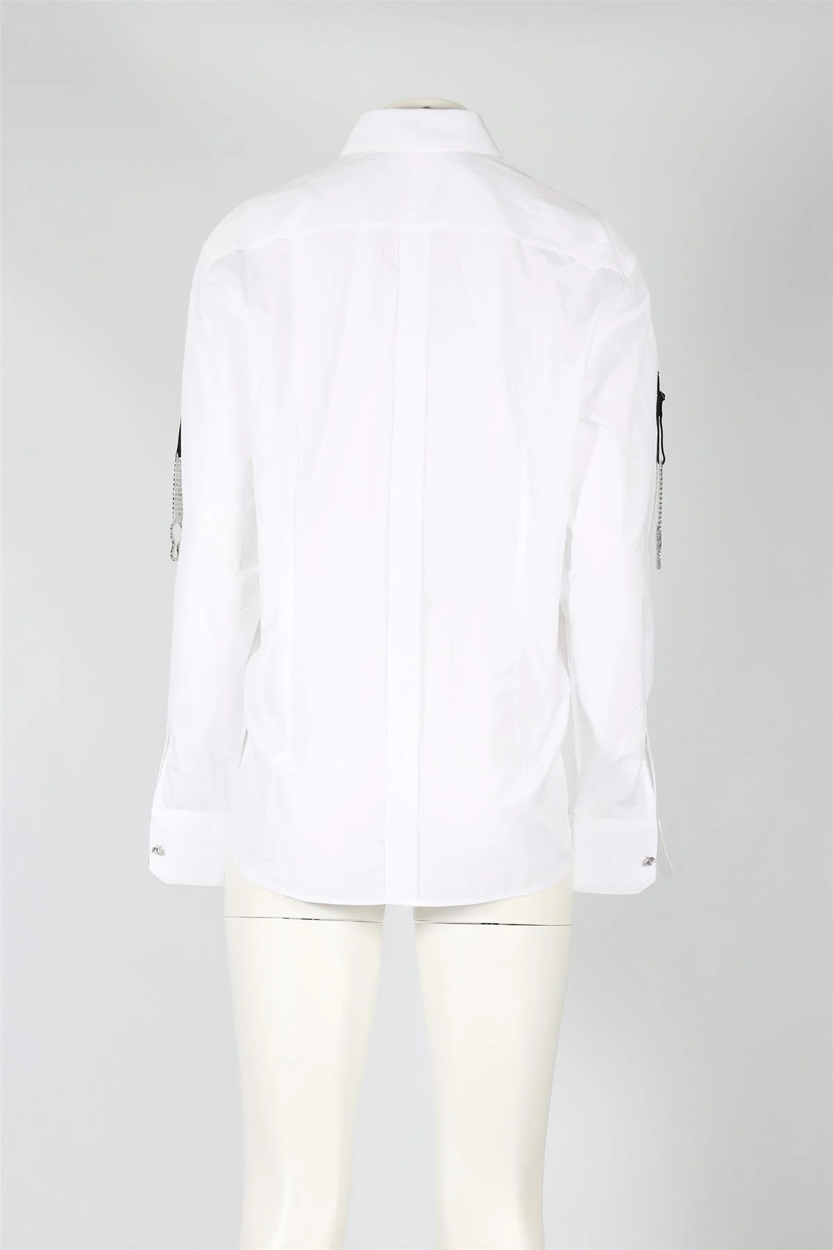 DOLCE & GABBANA WHITE CRYSTAL AND COTTON SHIRT IT 40 UK 8 - Image 4