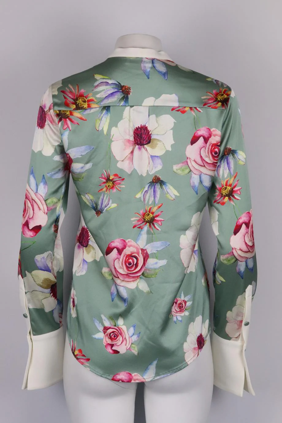 DONATA DAVIDOFF FLORAL PRINT SILK SATIN BLOUSE FR 40 UK 12 - Image 4