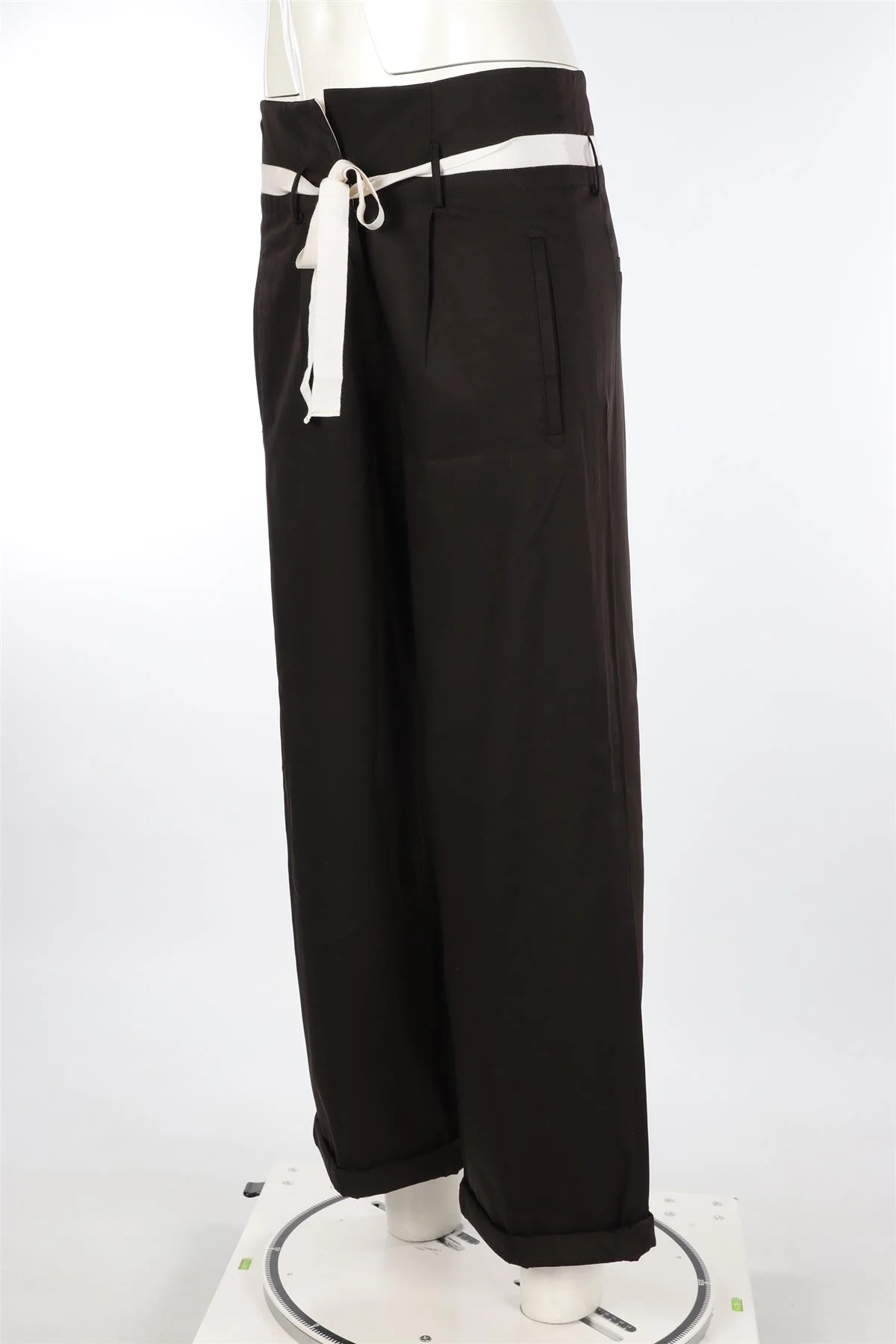 DONNA KARAN BROWN WOVEN WIDE LEG PANTS XSMALL - Image 3