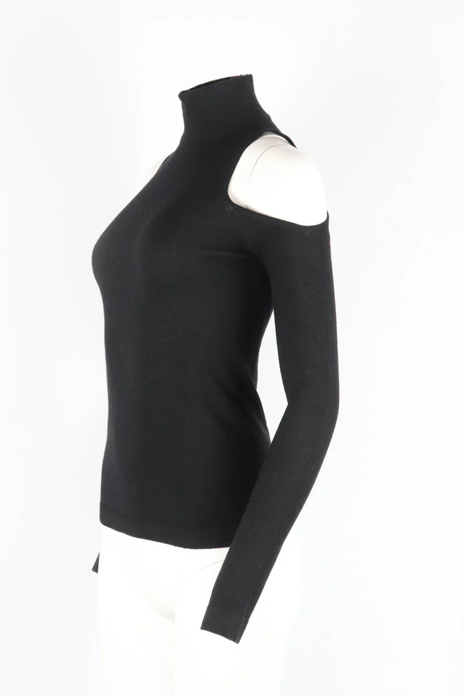 DONNA KAREN COLD SHOULDER CASHMERE TURTLENECK SWEATER XSMALL - Image 3