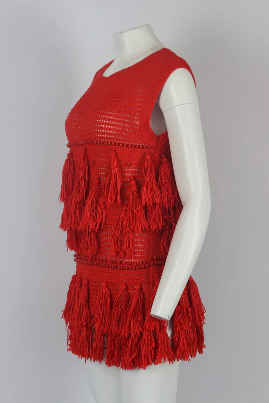 DRIES VAN NOTEN BEADED TASSELLED CROCHET KNIT TOP MEDIUM - Image 3