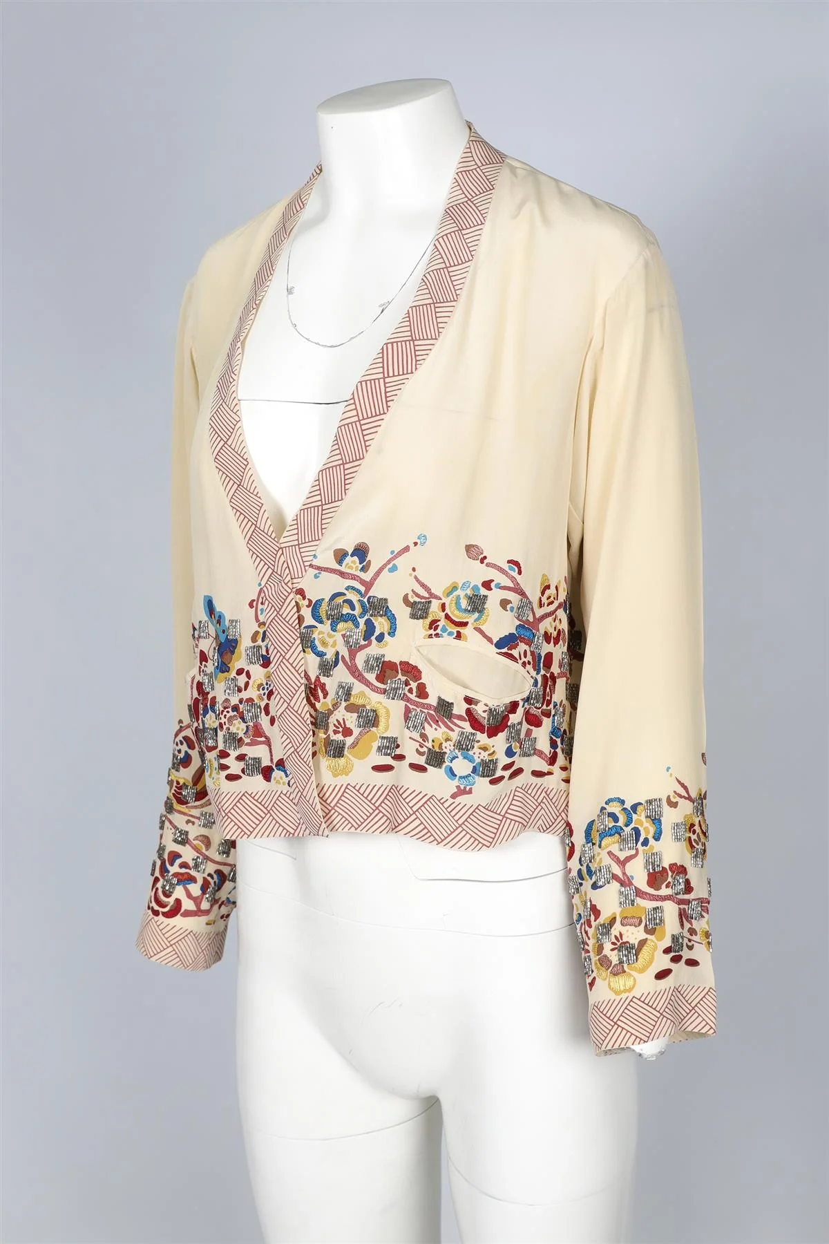 DRIES VAN NOTEN BIEGE SILK CARDIGAN IT 40 UK 8 - Image 3
