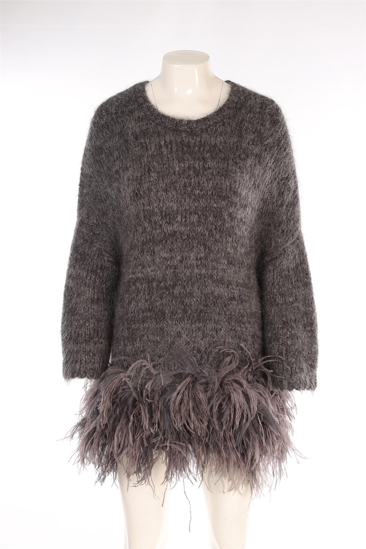DRIES VAN NOTEN GREY ALPACA MINI DRESS SMALL - Image 2