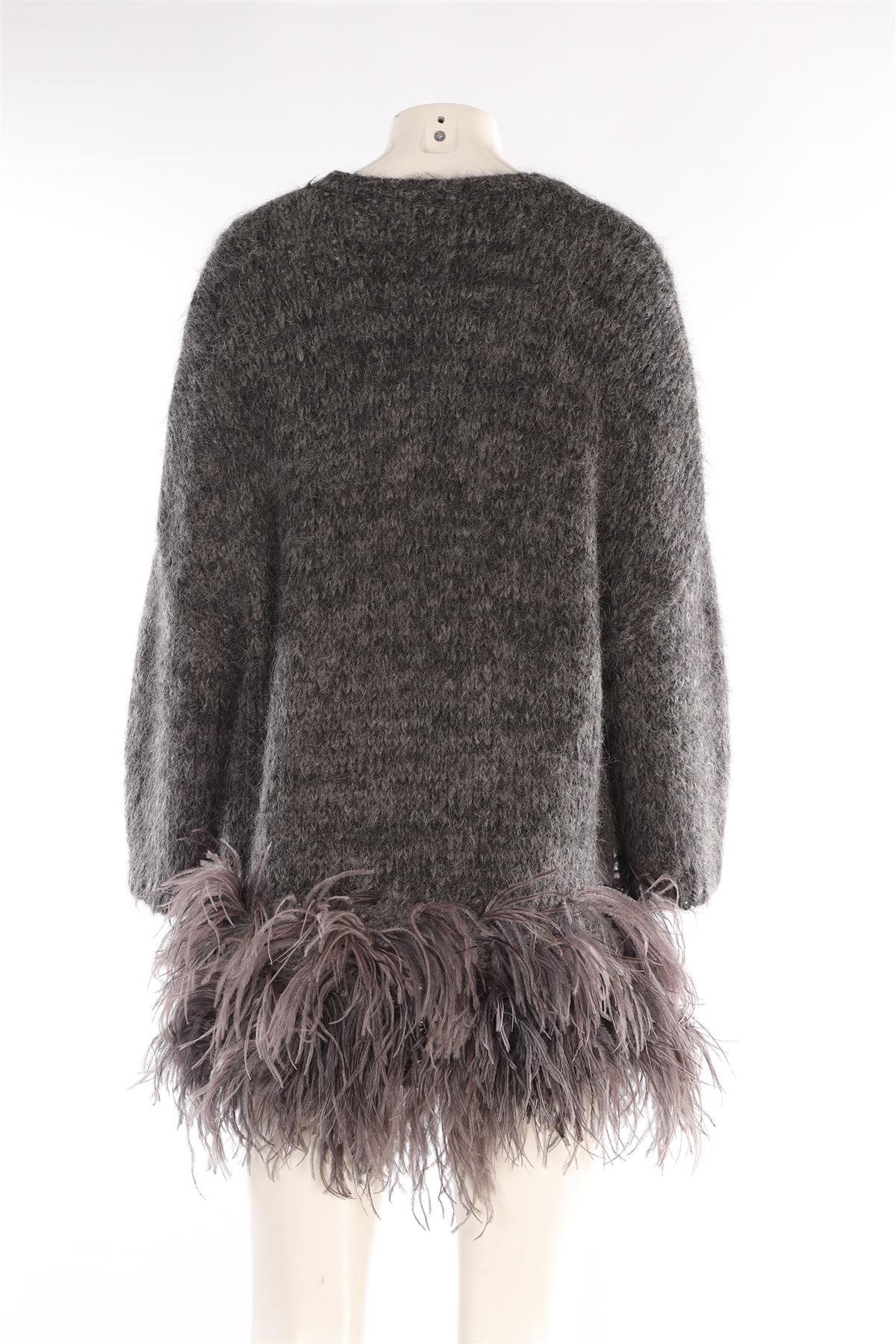 DRIES VAN NOTEN GREY ALPACA MINI DRESS SMALL - Image 4