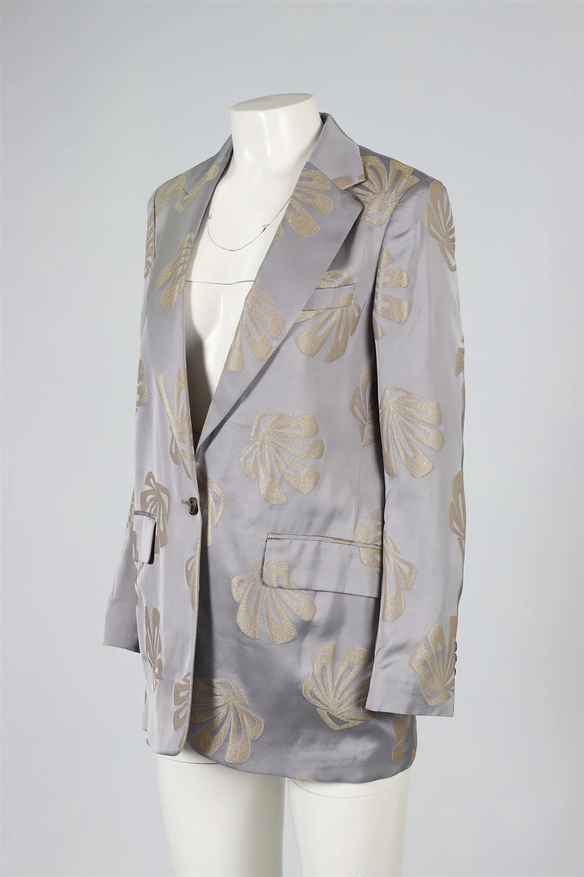 DRIES VAN NOTEN GREY SATIN BLAZER FR 34 UK 6 - Image 3