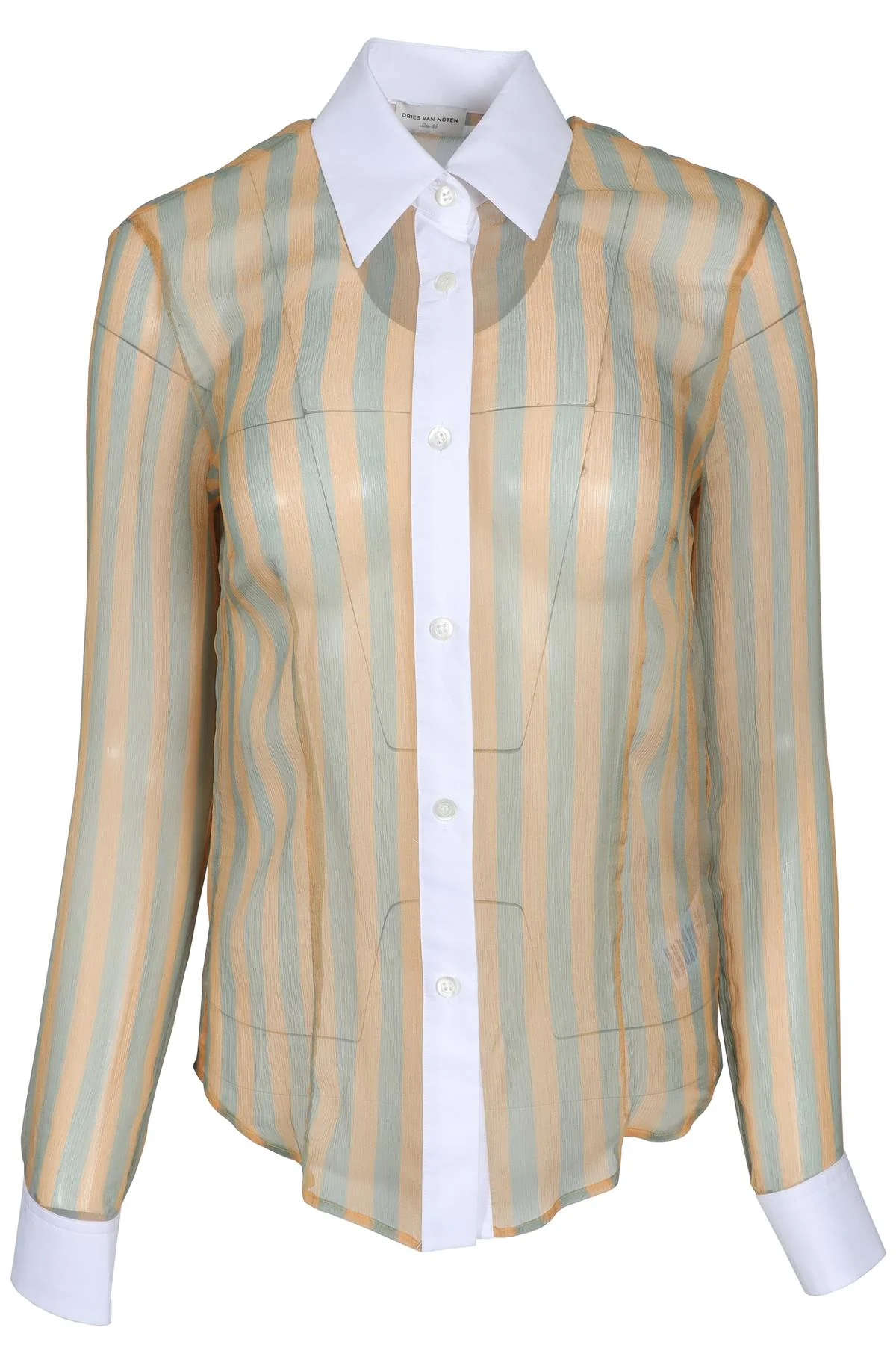 DRIES VAN NOTEN ORANGE SILK SHIRT FR 38 UK 10