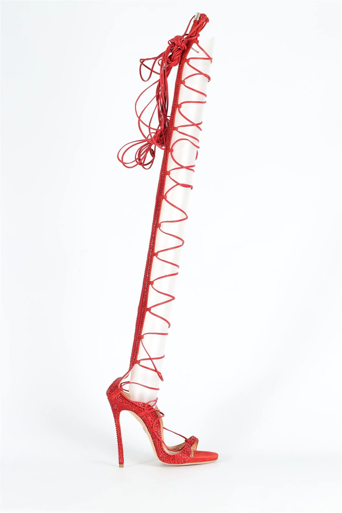DSQAURED CRYSTAL AND SUEDE OVER THE KNEE SANDALS EU 38 UK 5 US 8 - Image 2