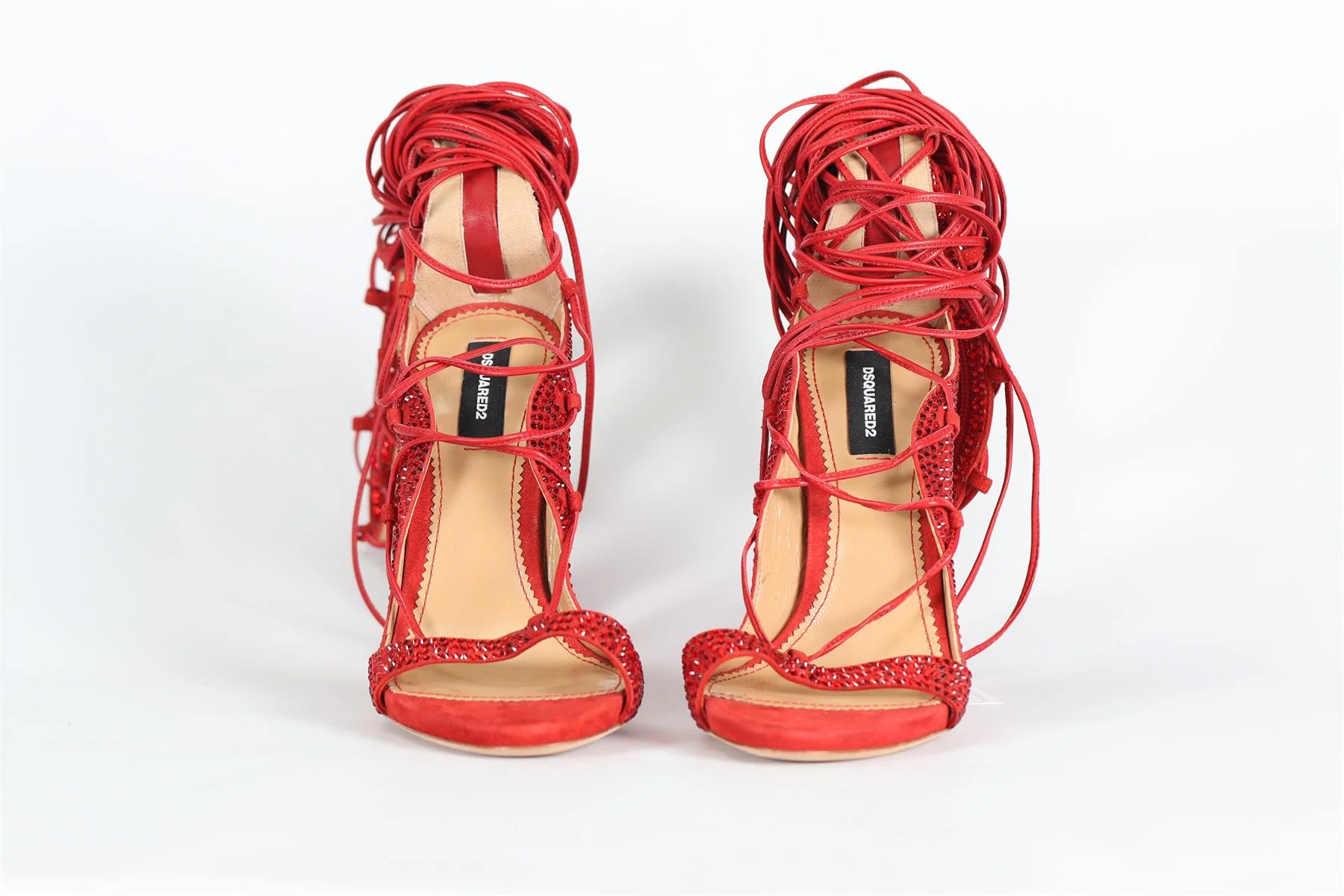 DSQAURED CRYSTAL AND SUEDE OVER THE KNEE SANDALS EU 38 UK 5 US 8 - Image 3