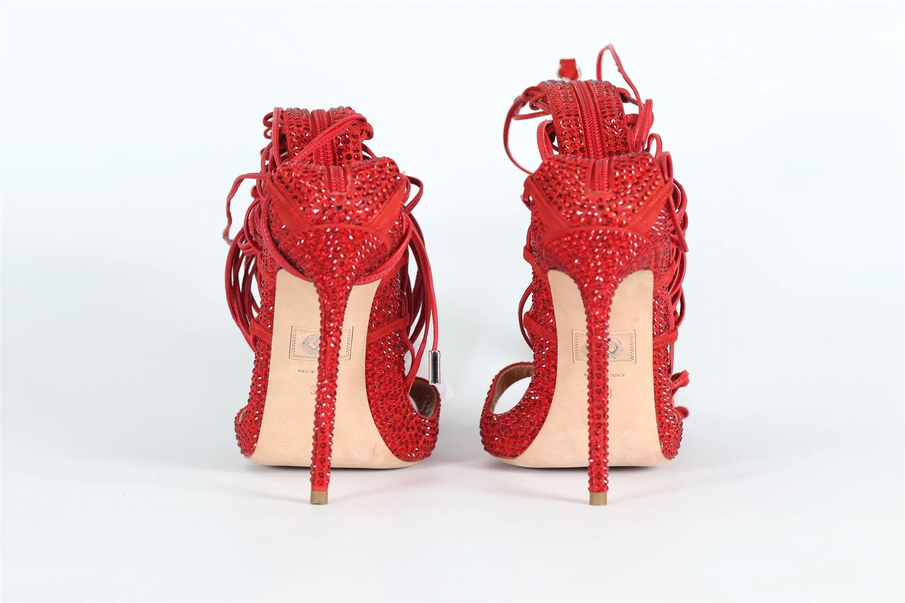 DSQAURED CRYSTAL AND SUEDE OVER THE KNEE SANDALS EU 38 UK 5 US 8 - Image 4