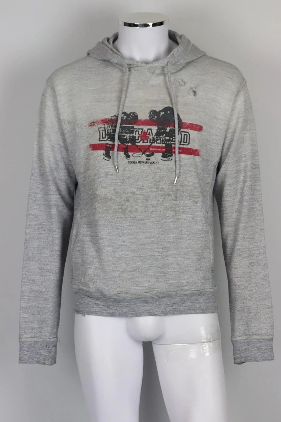 DSQUARED2 MEN'S DISTRESSED PRINTED COTTON BLEND HOODIE MEDIUM - Image 2