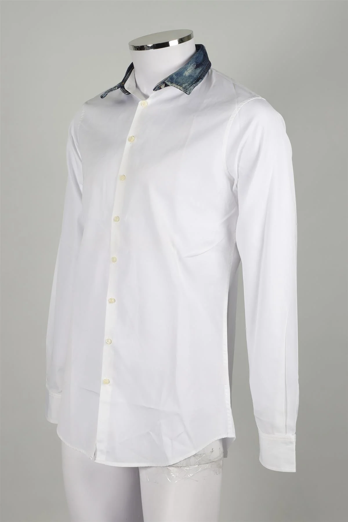 DSQUARED2 WHITE DENIM COLLAR MEN'S COTTON SHIRT IT 50 UK 40 - Image 3