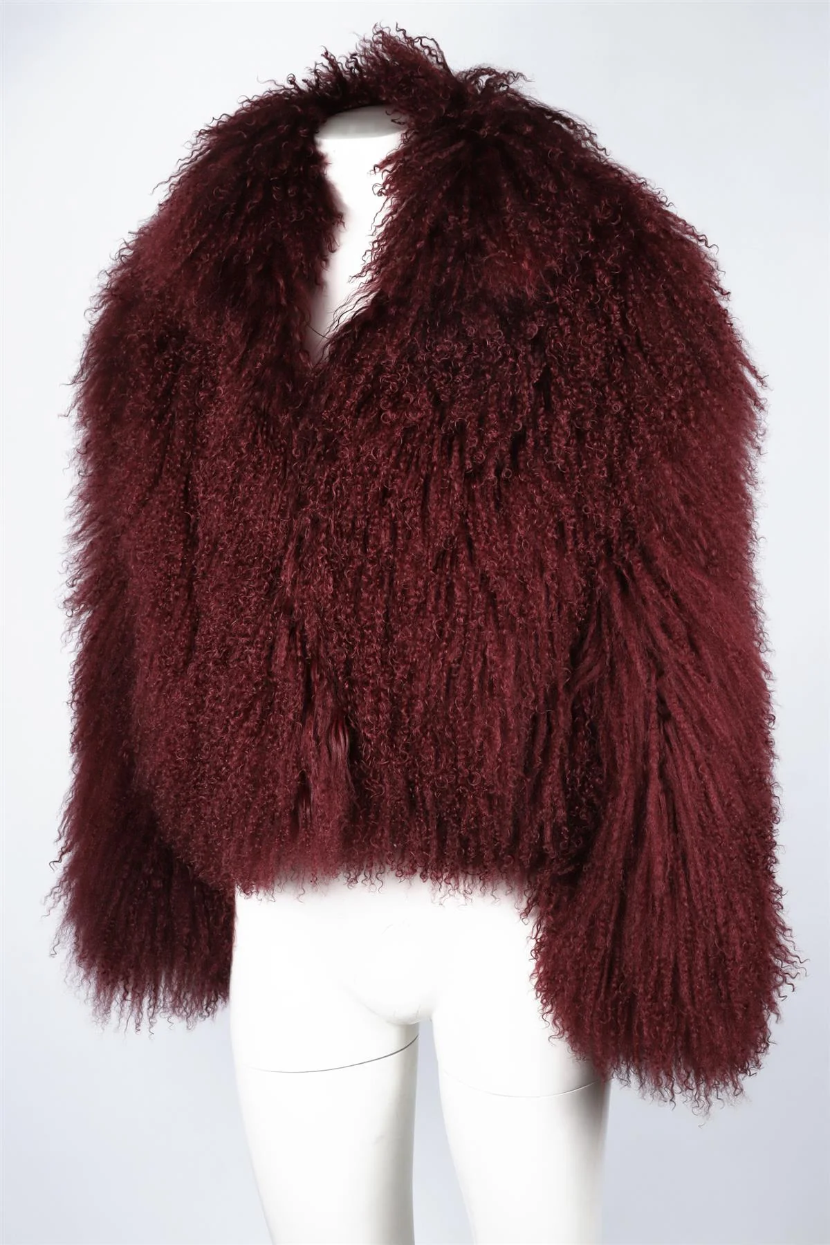 DUCIE BURGUNDY SHEARLING JACKET SMALL - Image 4