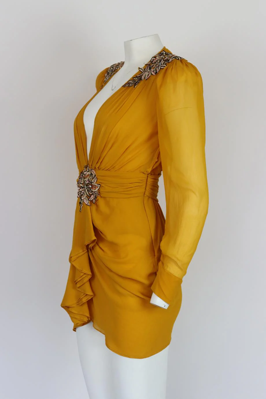 DUNDAS EMBROIDERED CHIFFON MINI DRESS IT 42 UK 10 - Image 2