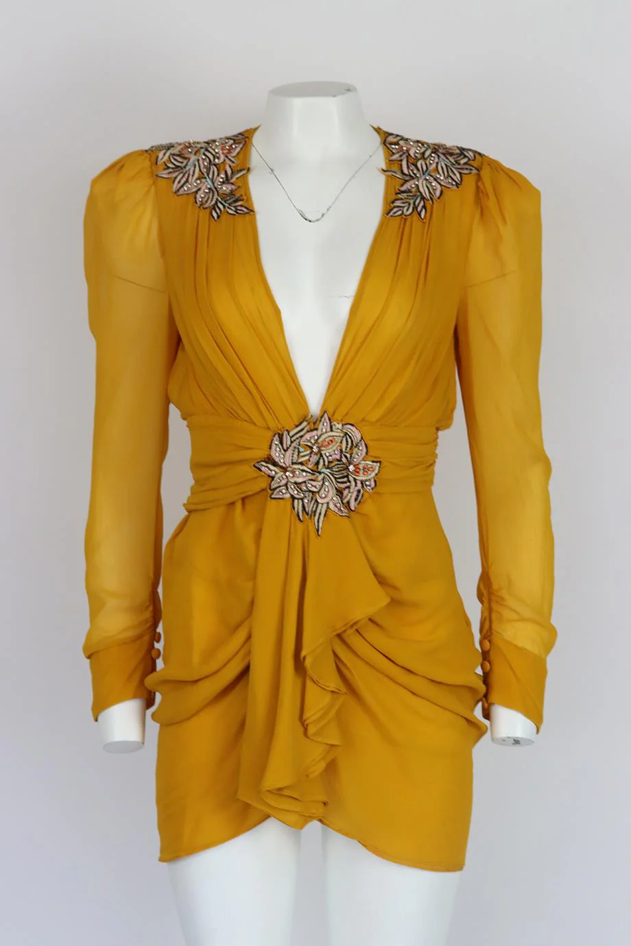 DUNDAS EMBROIDERED CHIFFON MINI DRESS IT 42 UK 10 - Image 3