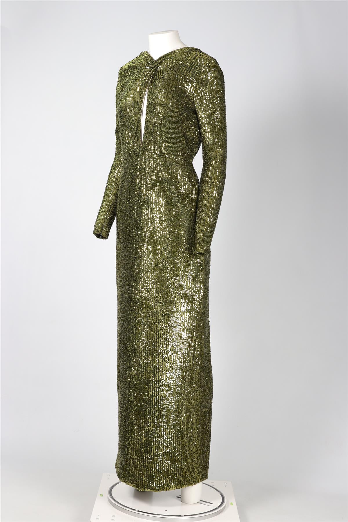 DUNDAS GREEN SEQUIN MAXI DRESS IT 38 UK 6 - Image 3