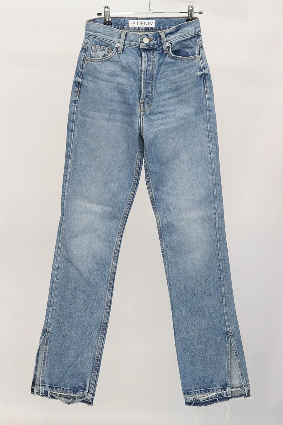 EB DENIM DISTRESSED HIGH RISE WIDE LEG JEANS W25 UK 6-8 - Image 2