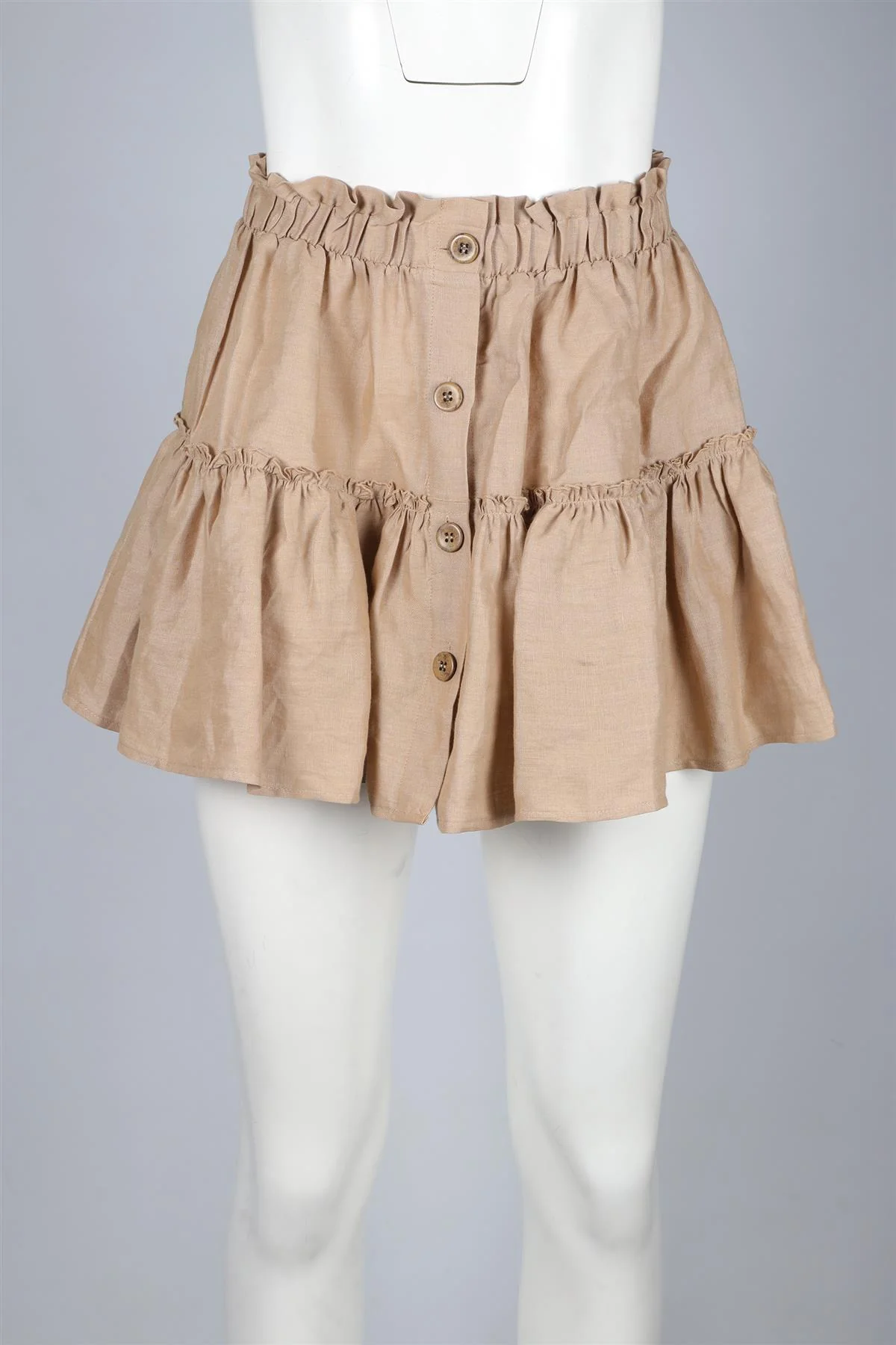 EBERJEY BEIGE LINEN MINI SKIRT SMALL - Image 2