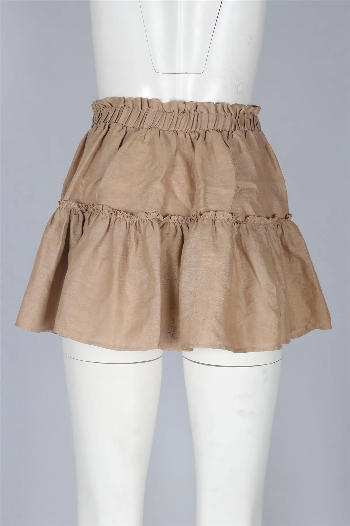 EBERJEY BEIGE LINEN MINI SKIRT SMALL - Image 4